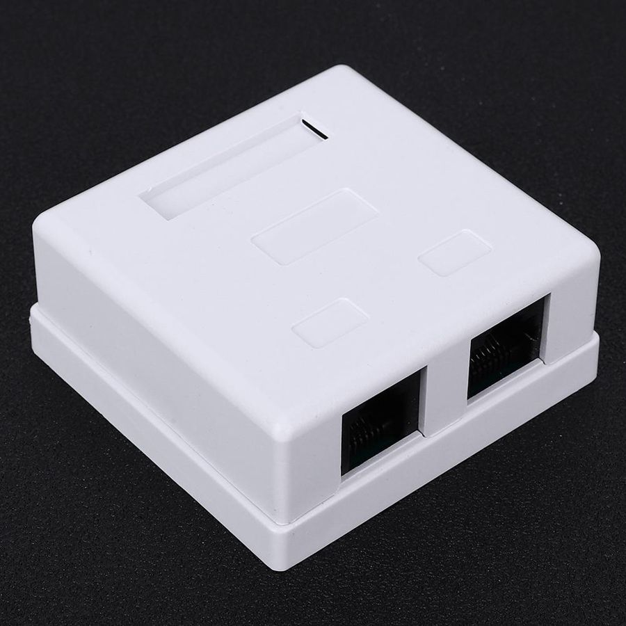 RJ45+RJ11 Wall Connector Junction Adapter 2-Port Desktop Extension Cable Mount Box Keystone Jack Box