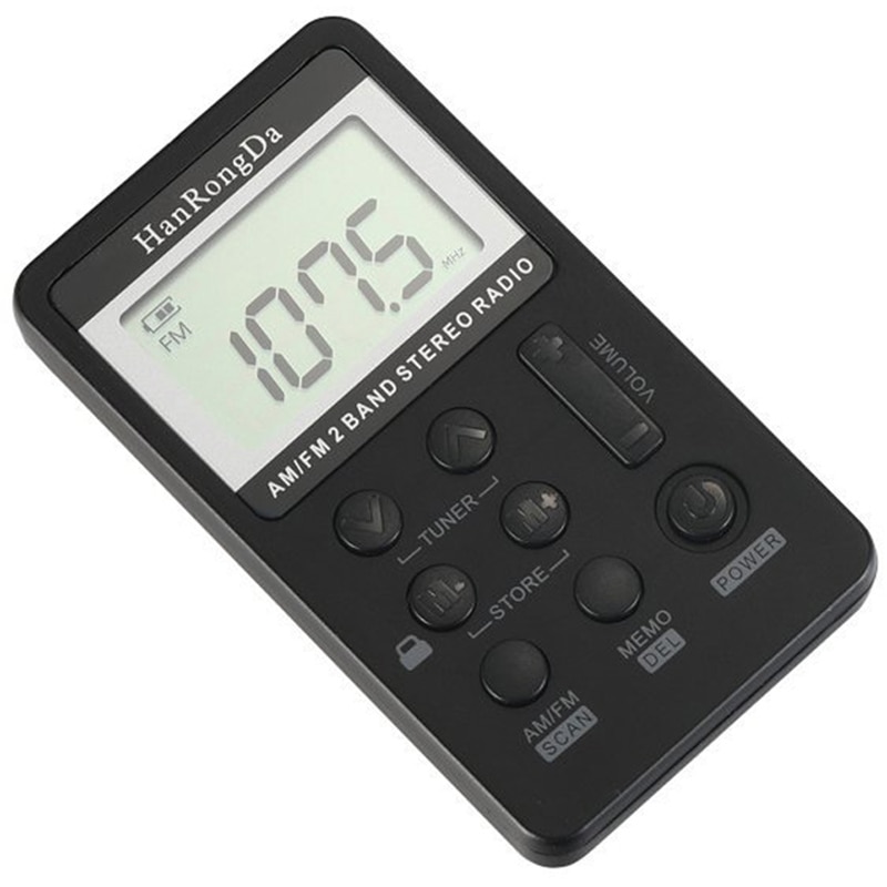 Hanrongda hrd -103 liten am fm digital radio 2- bånd stereomottaker bærbar lommeradio m / hodetelefoner lcd-skjerm med øretelefon