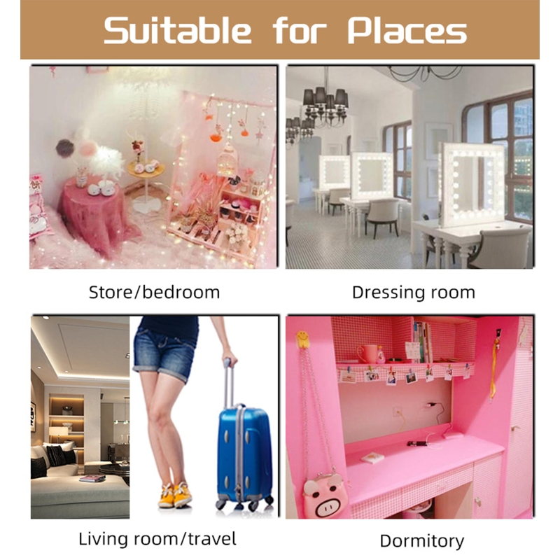 Trifold Led Makeup Mirror with Storage Box Vanity Lighted Mirrors 180 Degree Rotatable for Home Bedroom Bathroom Travel