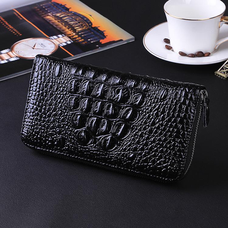 Krokodil Patroon Clutch Bag Mannen Lange Portemonnee Sectie High-End Zakelijke Mannen Enkele Rits Portemonnee Multi-kaart Telefoon Tas Portemonnee: Black C