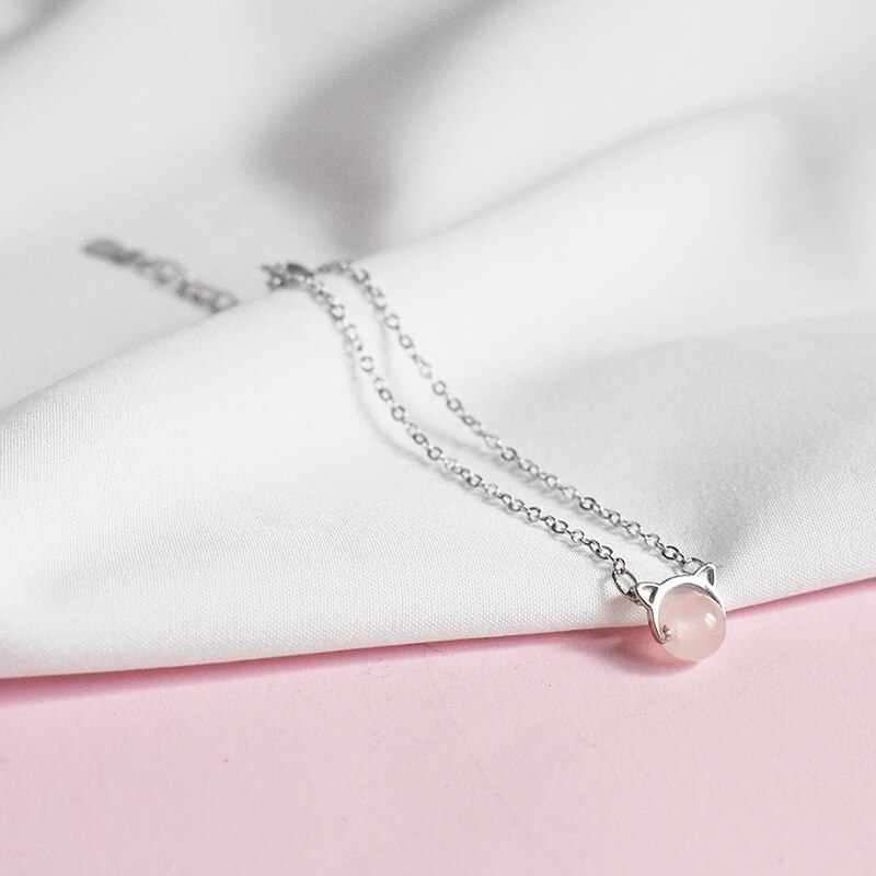 La Monada Schmuck Frauen Zubehör Minimalismus Rosa Perle Katze Ohr Armbänder Frauen 925 Sterling Silber Armbinde modisch