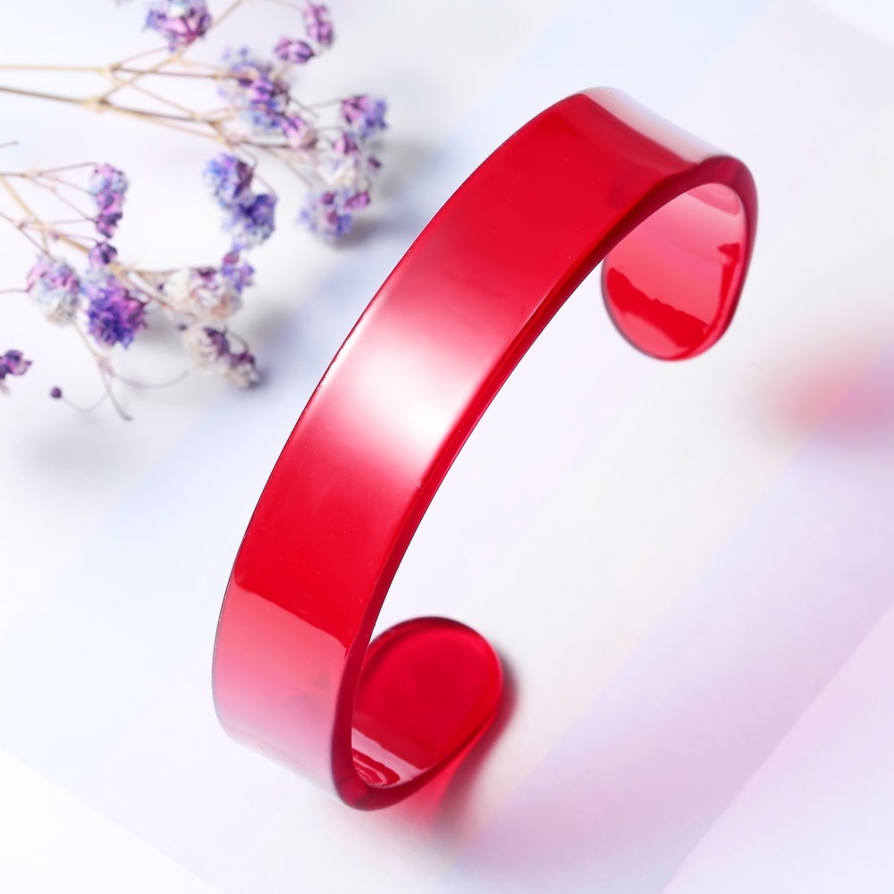 Simple Women Acrylic Bangles Bracelets Round Cuff Open Bangles Pure Color Resin Charms Trendy Wedding Luxury Brand Jewellry