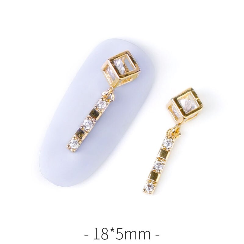 2 pieces water Crystal Dangle Chain Charms Nail Jewelry Decorations 6 type luxury Zircon Crystal Rhinestones For Nails: 121-9