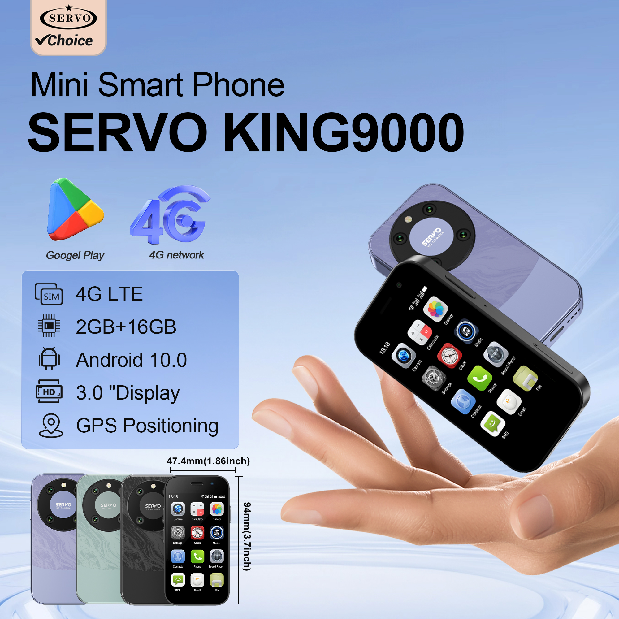 Mini smartphone 3.0 inch scherm android  os 4g lte zaktelefoon 2 simkaarten gezichtsontgrendeling 2gb+16gb wifi google play kleine mobiele telefoon