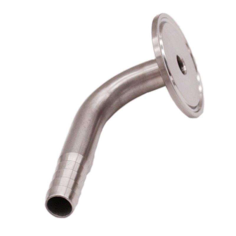 1.5 "kolmipuristin  x 1/2 " (12.7mm) letkukisko 90 ° taivutuksella 50.5mm saniteetti 304 ruostumattomasta teräksestä valmistettua olut- ja käsityökalua