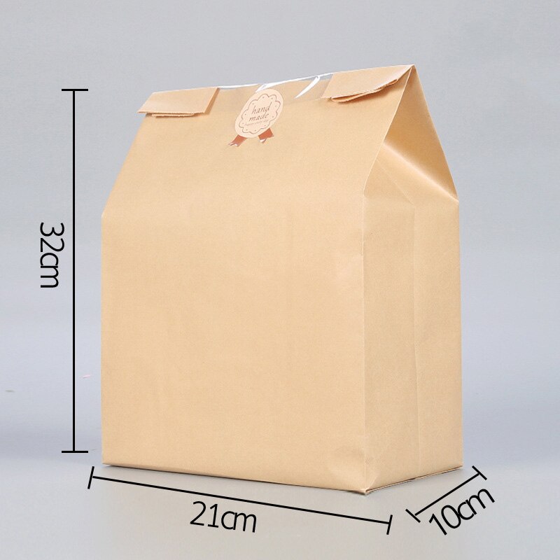 5pcs Kraft Paper Bag Bags Packaging Biscuit Candy Food Cookie Bread Seen Snacks Baking Takeaway Bags Packaging Paper Bag: 5pcs  32x21cm