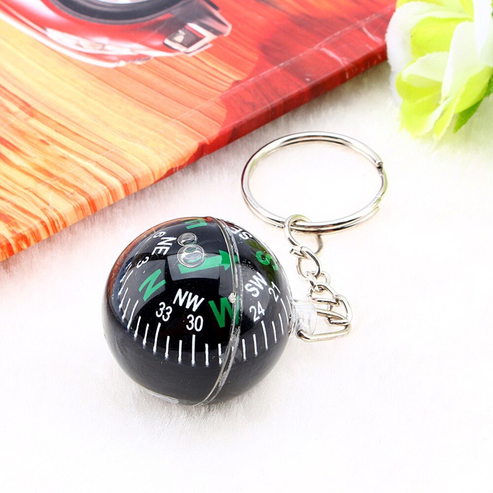 28mm Ball Compass Keychain Liquid Filled Compass Hiking Camping Travel Outdoor Survival Tools Easy Carrying Ring