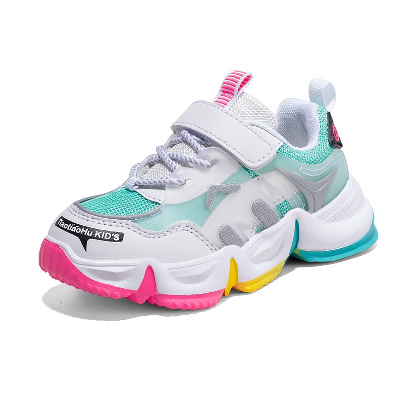 Høst barnesko regnbue sportssko til jenter chunky sneakers pustende mesh fritidssko til barn