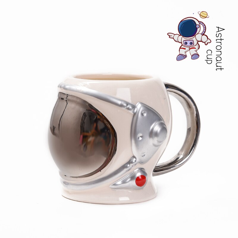 Astronaut Helmet 3D Porcelain Mugs With Handgrip Spaceman tumbler Ceramic Coffee Mugs Office Office Home Tea Cups