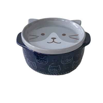 Cartone animato in ceramica giapponese gatto cane spaghetto ciotole con coperchi simpatico animale zuppa insalata frutta ciotola scatola decorativa stoviglie cucina arredamento: G