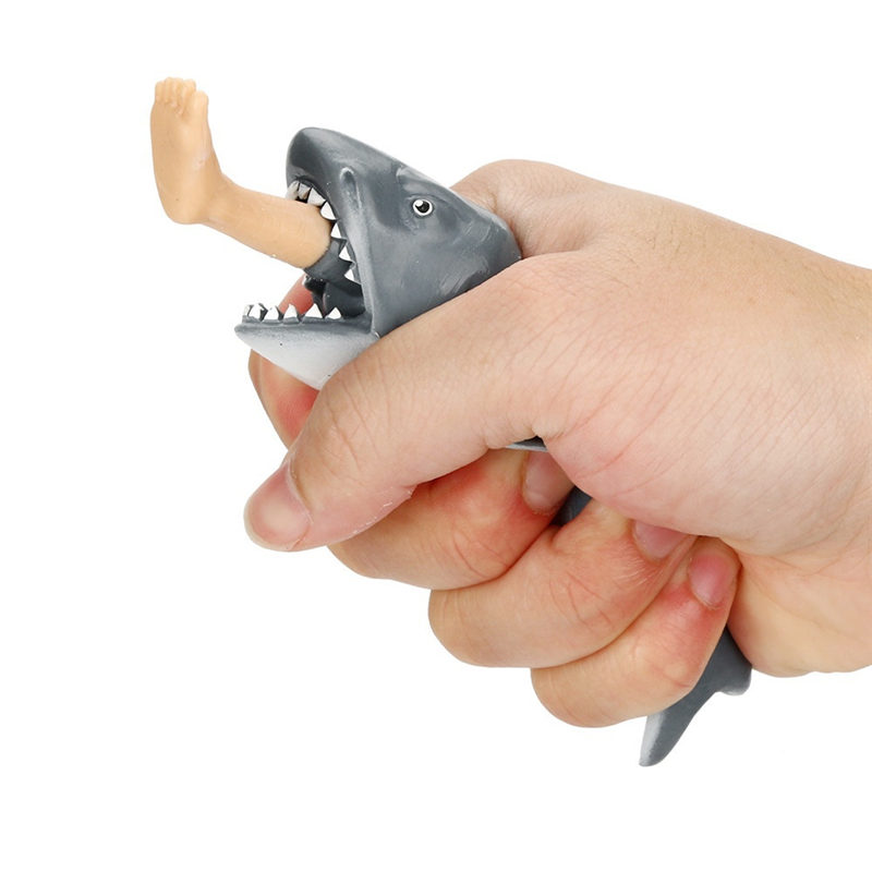 Kunststoff Kreative Anti Stress Squeeze Spielzeug Hungrig Shark mit Pop Heraus Surfer Bein Spielzeug Stress Relief Lustige Parodie Trick