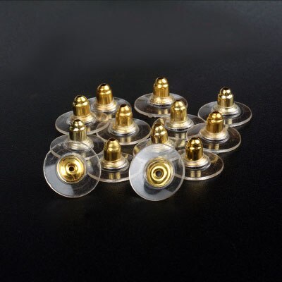 100 stks/partij Rubber Clear Earring Back Stopper Siliconen Ronde Earring Back Stoppers Bullet Butterfly Earring Back Stoppers: gold round