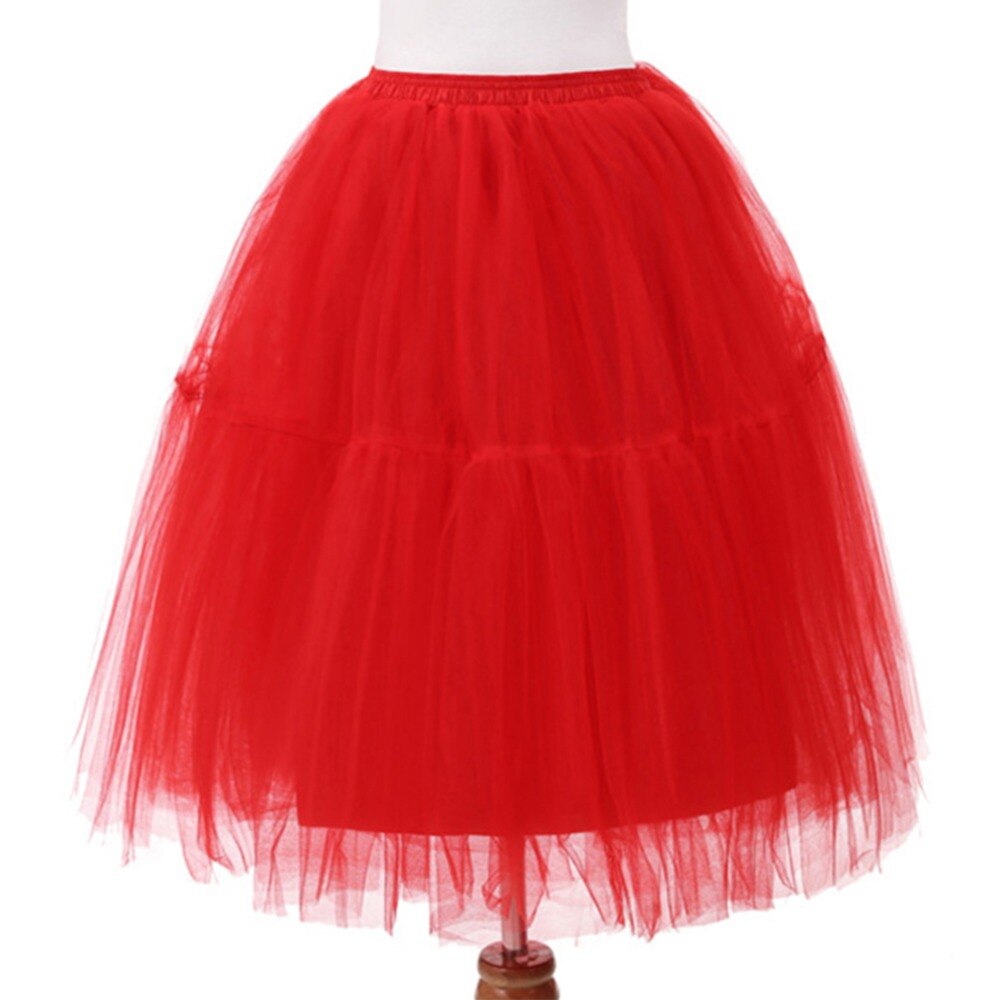 Korte Petticoat Tule Rokken Vrouwen Elastische Stretch Lagen Zomer Volwassen Tutu Rok Onderrok Rockabilly: Rood