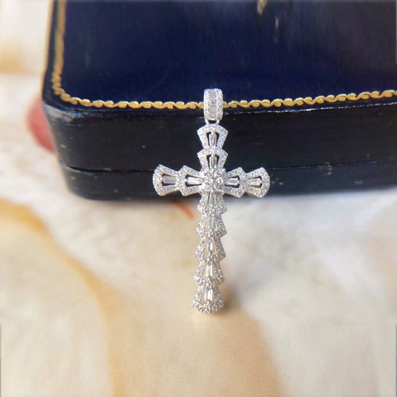 Qtt sølv blændende vintage kors vedhæng halskæde med kæde charms choker luksus dame halskæder forsyninger til smykker: Default Title