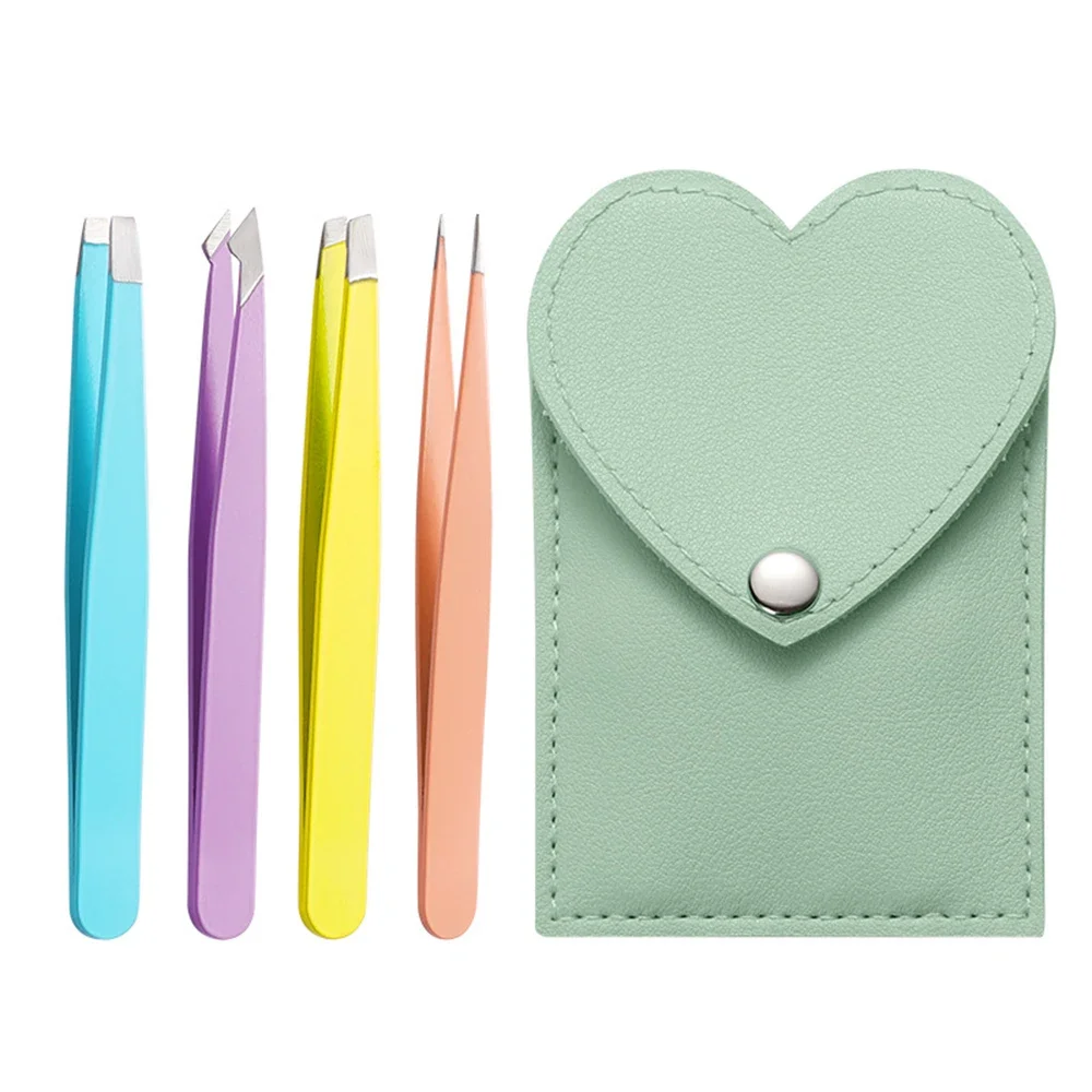 Hair Removal Tweezers Stainless Steel Eyebrow Tweezers Pink Slanted Black Tip Point Face Harmless Makeup Beauty Tool Cosmetic: Orange