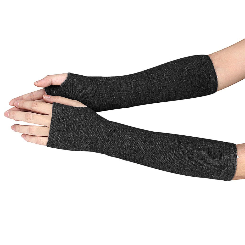Calentadores de brazo de algodón para hombre y mujer, protección para brazos UV, mangas largas, sin dedos, 1 par: A