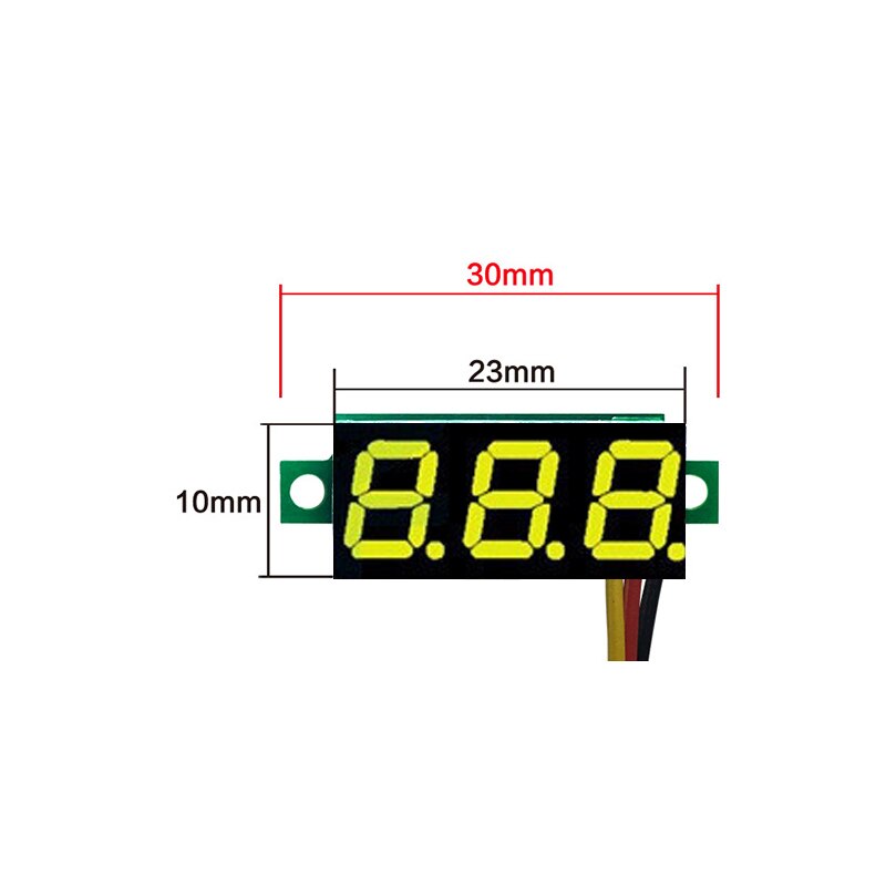3 wire 0.28 tommer  dc 0-100v mini led display gauge spændingsmåler voltmeter værktøj målehastighed 200ms/ nøjagtighed: Gul