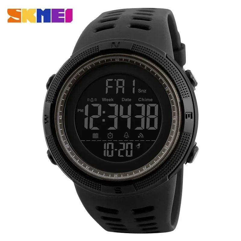 Relojes multifunción SKMEI 1251, reloj despertador Chrono 5Bar, reloj Digital resistente al agua, reloj deportivo para hombre al aire libre