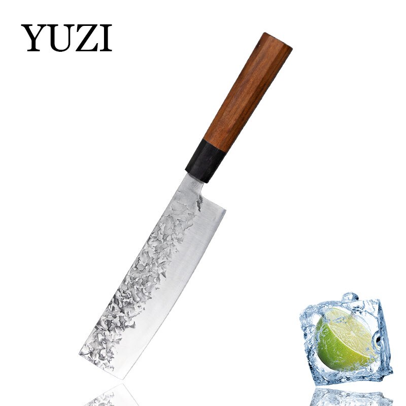 Yuzi Keukenmessen 5Pcs Set Gesmeed Koksmes Set Japanse Kiritsuke Mes Vlees Hakmes Snijden Mes Koken Tool: 7in Cleaver knife