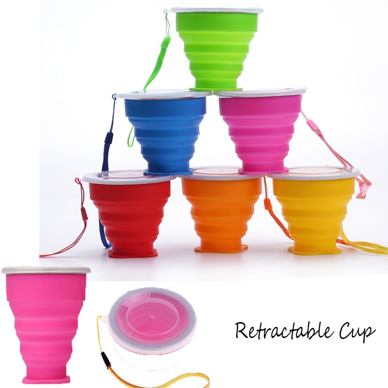 Silicone Retractable Cup Potable Telescopic Collapsible Cup Travel Outdoor Camping Hiking Water Folding Bottle Coffee Hand Cup