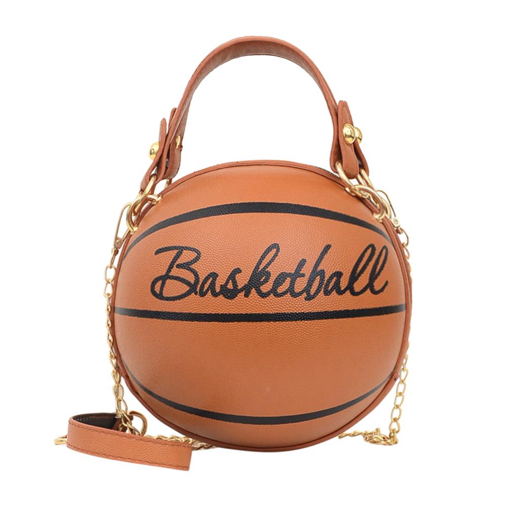 Personality Basketball Purses For Teenagers Women Shoulder Bags Chain Hand Bags Female Leather Pink Bag Small Totes: Basketball Brown