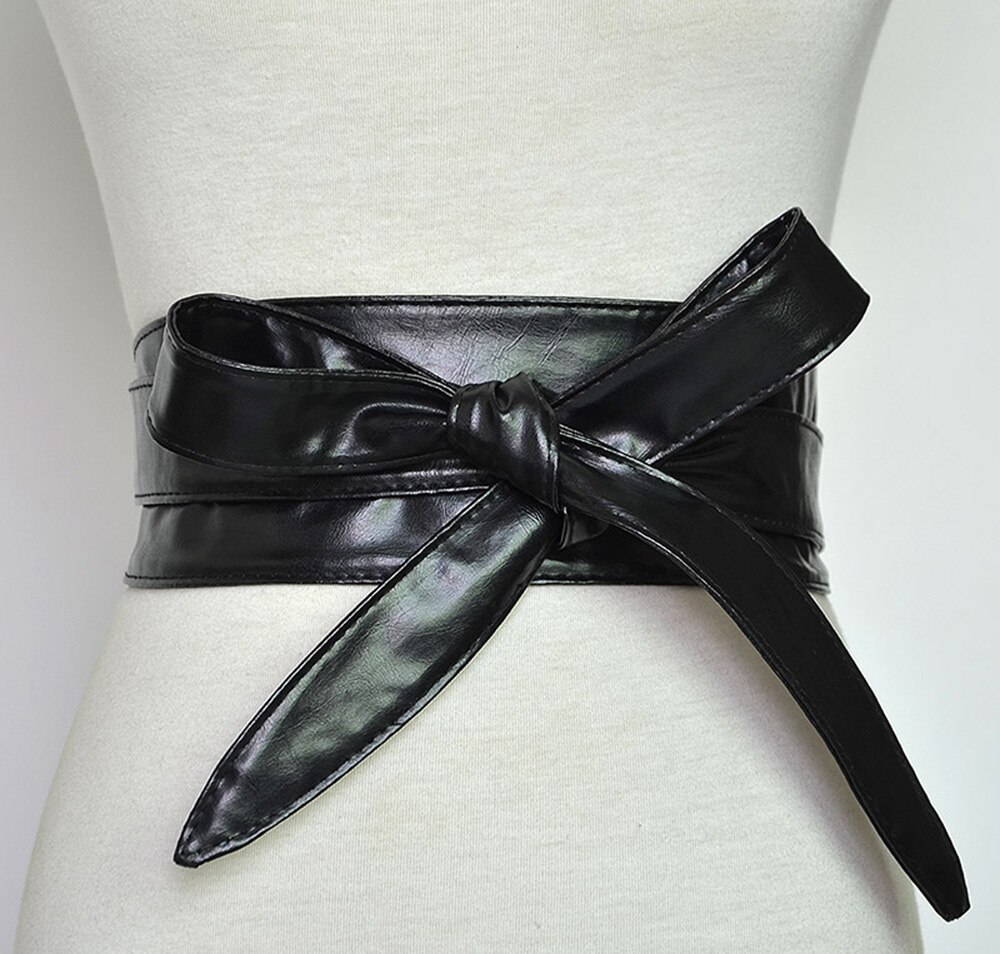 Riem Obi Stijl Taille Band PU Lederen Voor Vrouwen Wrap Rond Zachte temperament