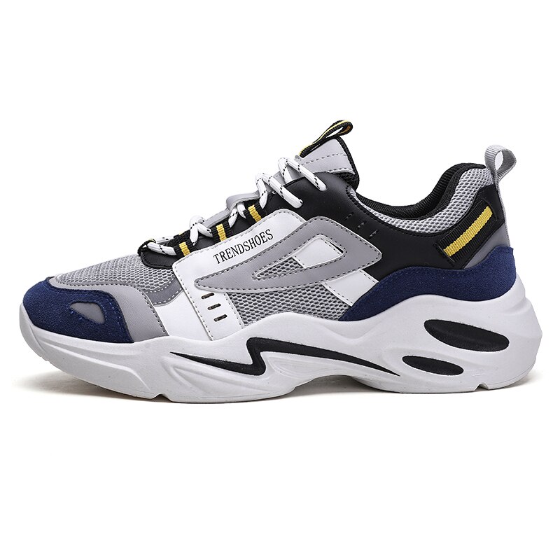 Par utomhus man sneakers lätta fritidsskor för män andas herr tränare skor trend schoenen mannen sportskor: Blå / 9.5