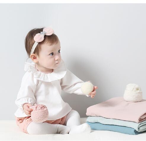 3 teile/los Baby mädchen T-shirts kinder kinder kleidung langarm grund plain infant rüschen jungen t 8-24 Mt sylvia 537020235629