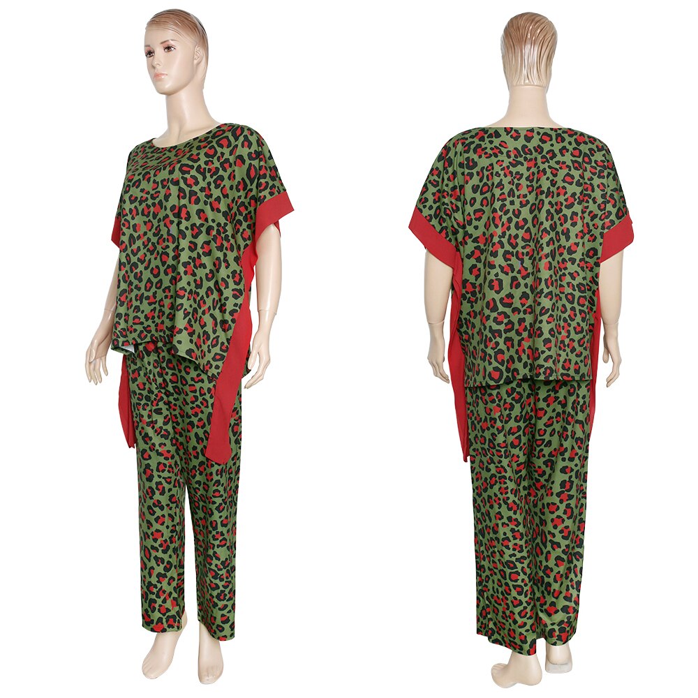 MD Two Piece Set Women Dashiki T shirt Pants Suit African Print Ladies Clothes Ankara Blouse Robe Africaine Femme S9035