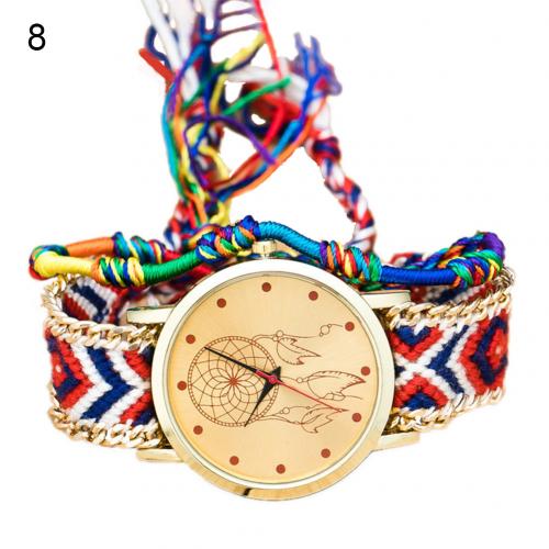 Montres femmes style ethnique bracelet tissé multicolore montre décoration: 8