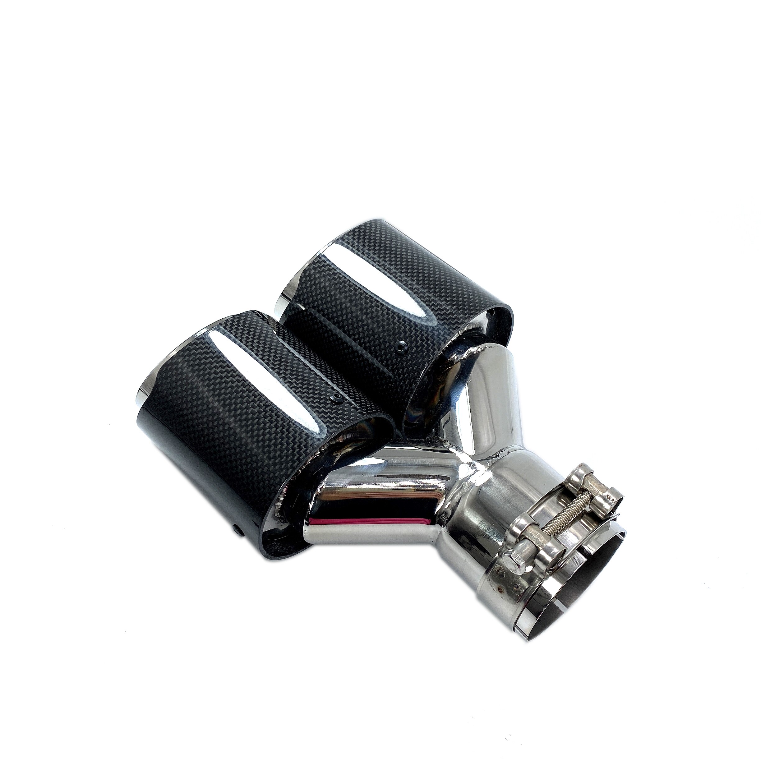 1PCS Universal DUAL Exhaust Tip Glossy carbon fiber exhaust pipe tail quad exhaust muffler tip