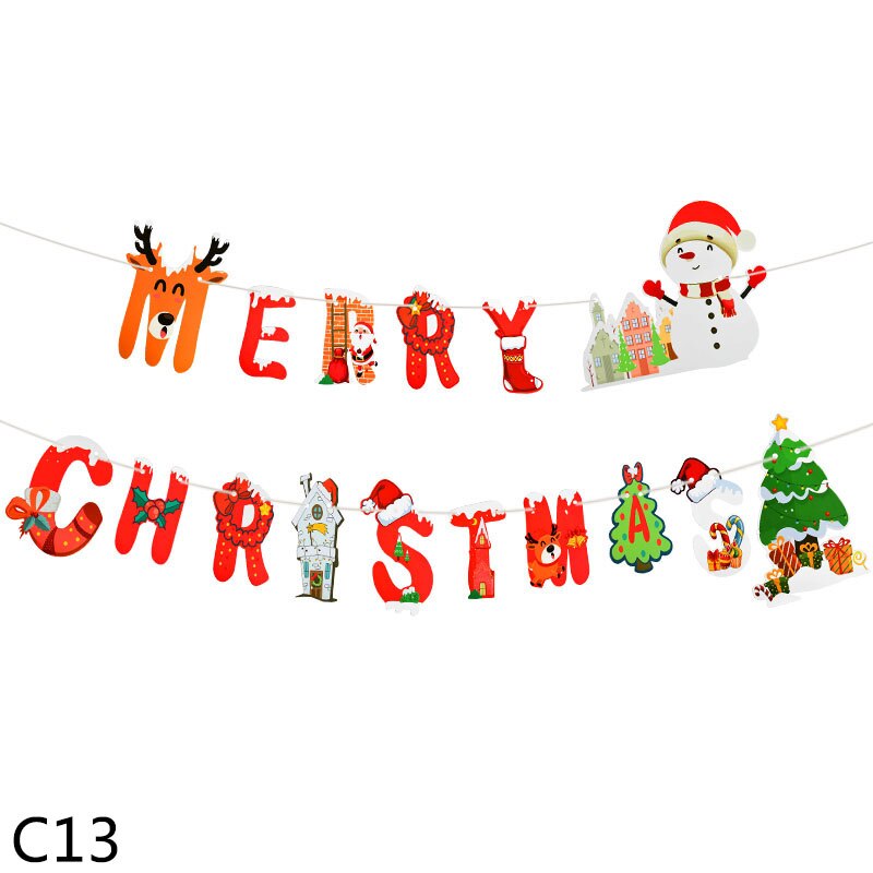 1pc guirlandes de bannières joyeux noël, bricolage, artisanat en papier, lettres multi-styles, décoration florale pour la maison, décoration suspendue de noël: C13