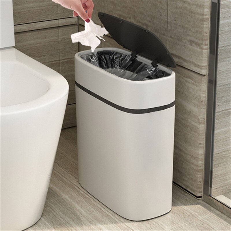 Trash Can Household Recycle Bin Bathroom Toilet Waterproof Narrow Seam Trash Bins Kitchen Dustbin Rubbish Bag Holder Waste Can