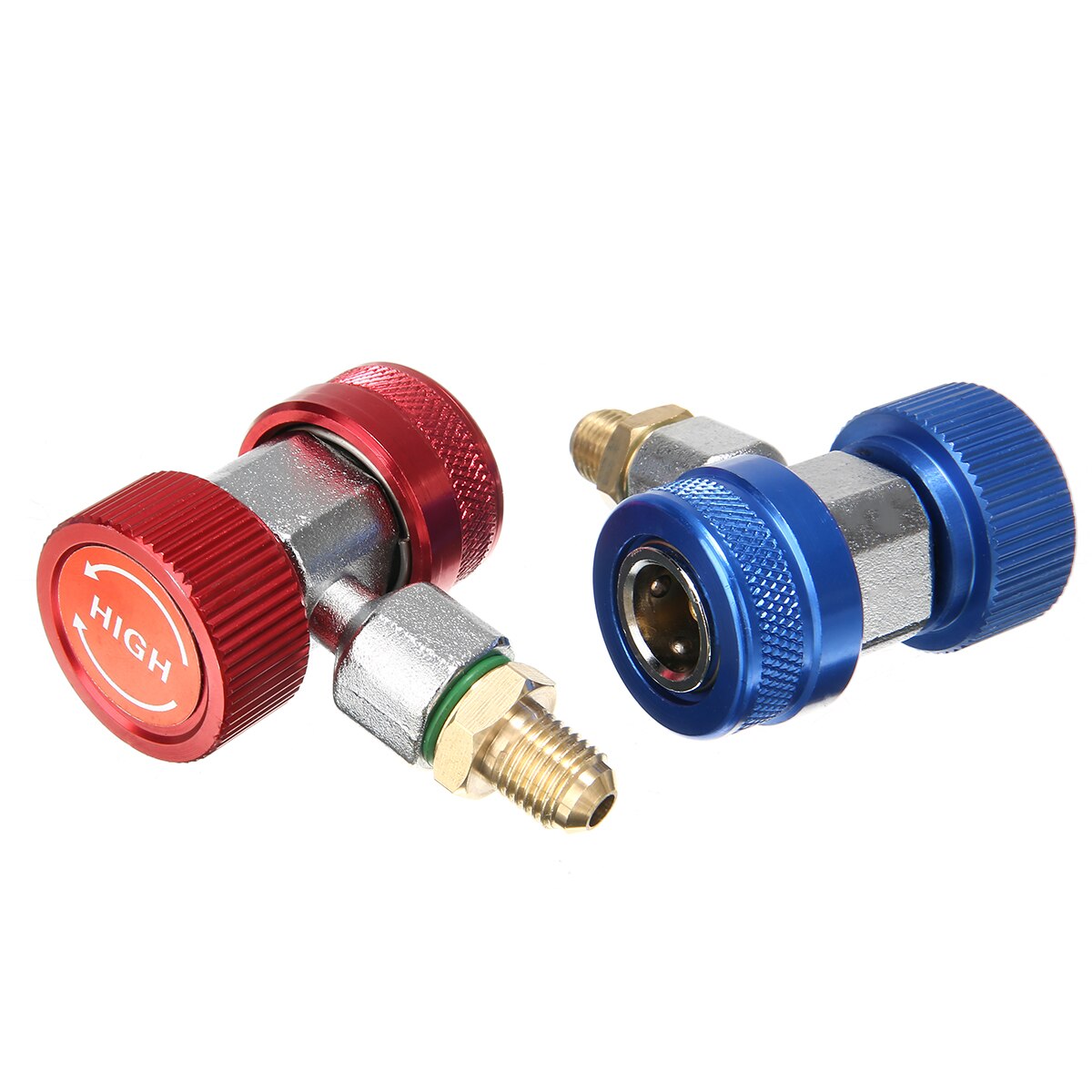 Adjustable AC Manifold Gauge Set 2pcs R134A H/L Auto Car Quick Coupler Connector Brass Adapters Air Conditioning Refrigerant