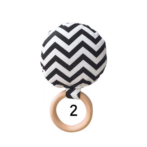 Gestreepte Dot Houten Ring Baby Ronde Bijtring Kinderziektes Speelgoed Veilig Chew Douche: 2