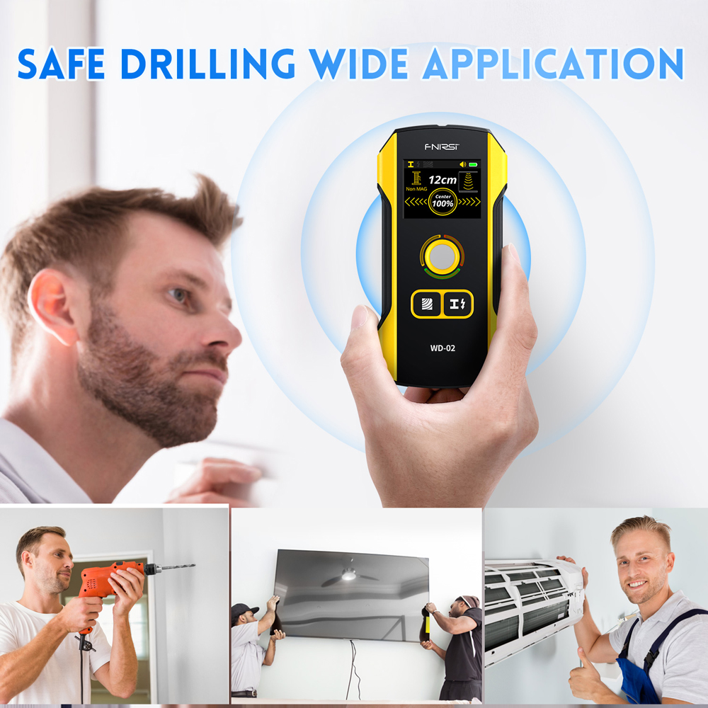 WD-01/WD-02 TFT-kleurendisplay Digitale muurdetector Metaalsensor Hout Stud Finder Live Cable Scanner Center en positioneringstool