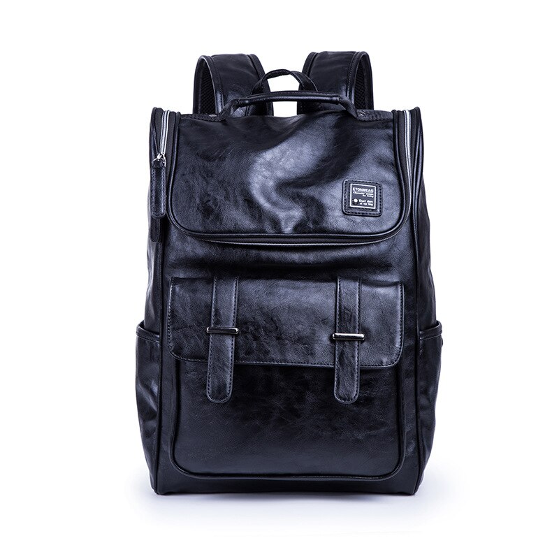Leather Laptop Backpack for men Business Waterproof Travel Backpack High School Student Bag College Boys Backpack: Default Title