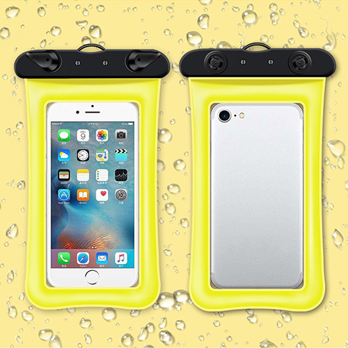 Universal gennemsigtig vandtæt taske mobiltelefon taske til 3.5 to 6 tommer telefon bærbar drifting snorkling svømning tilbehør: Gul