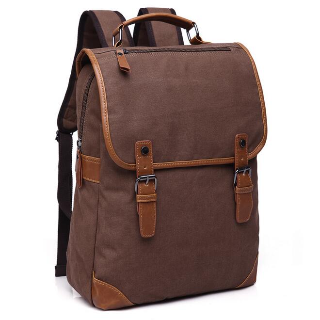 Mochila de lona vintage de 070417 hombres con doble hombro bolsa de libros escolares: C1