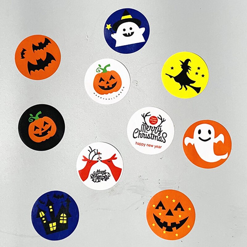 3.5Cm Halloween Verpakking Afdichting Labels Stickers Pompoen Vleermuizen Patroon Diy Halloween Stickers JS22
