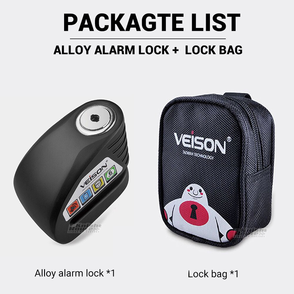 Veison Motorfiets Alarm 130dB Anti-Diefstal Motorfiets Slot Fiets Alarm 304 Rvs Disc Quad Lock Fietsslot Motopadlock: ALLOY BK C SET