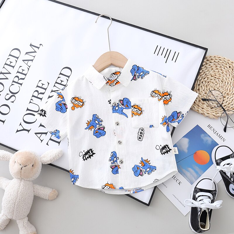 Børn printe dinosaur drenge/piger skjorter børn toppe langærmet baby tøj baby top t-shirts 0-5 år