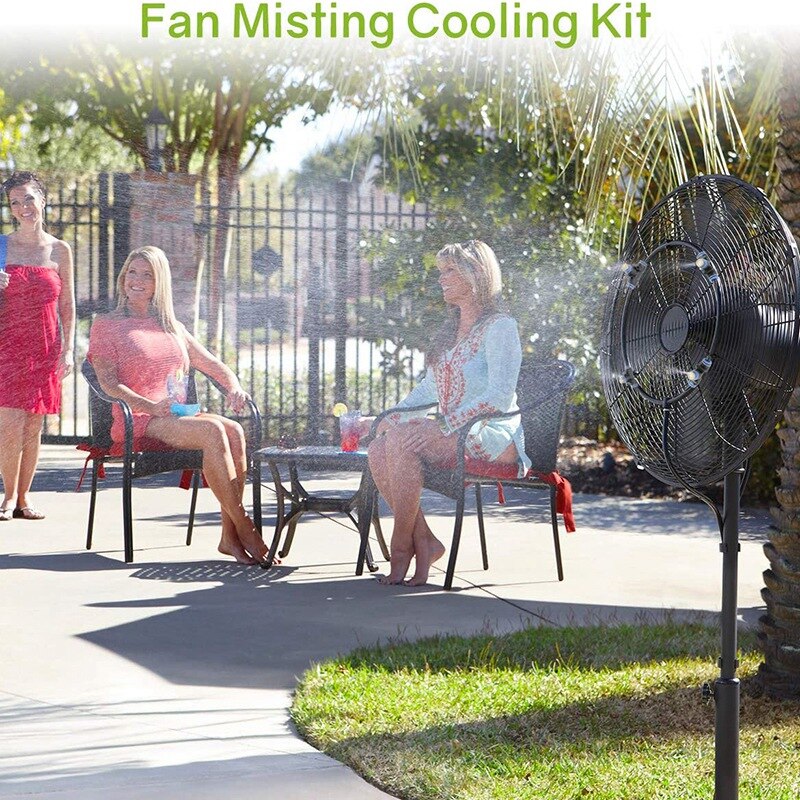 Patio Mist Cooling System, Garden Greenhouse Gazebo Umbrella Trampoline Outdoor Fan