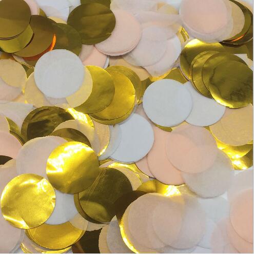 Confettis en papier de soie ronds multicolores, 10x2.5CM, décoration de Table pour fête prénatale anniversaire, ballons: Peach Gold
