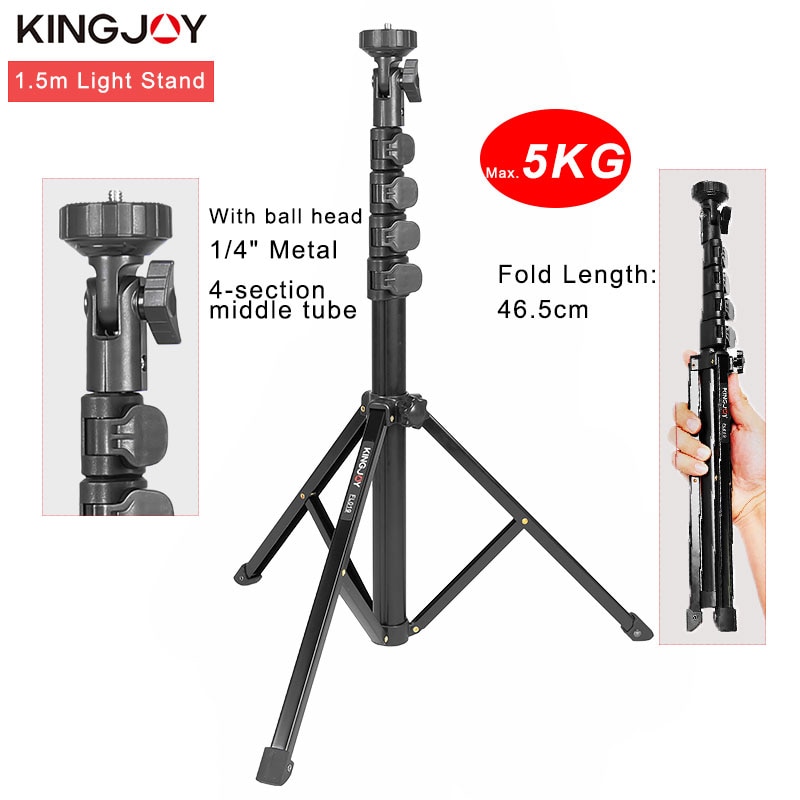KINGJOY – trépied de support léger de 1.55m, charge maximale de 5KG pour Studio Photo, Fresnel, Station de télévision légère, trépieds de Studio Photo