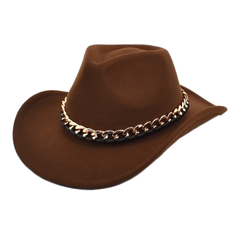Lidafish Europese Amerikaanse Western Cowboy Hoed Vrouwen Mannen Wolvilt Jazz Hoed Outdoor Gentleman Sombrero Hombre Cap: Brown