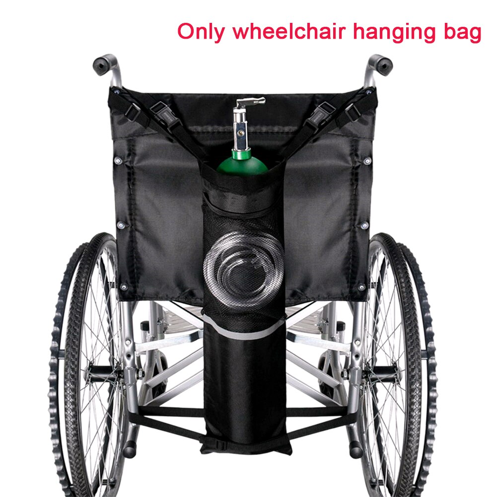 Wheelchair Storage Pouch Tank Holder Universal Stretch Oxford Cloth Non Slip Black Solid Reflective Stripe Oxygen Cylinder Bag