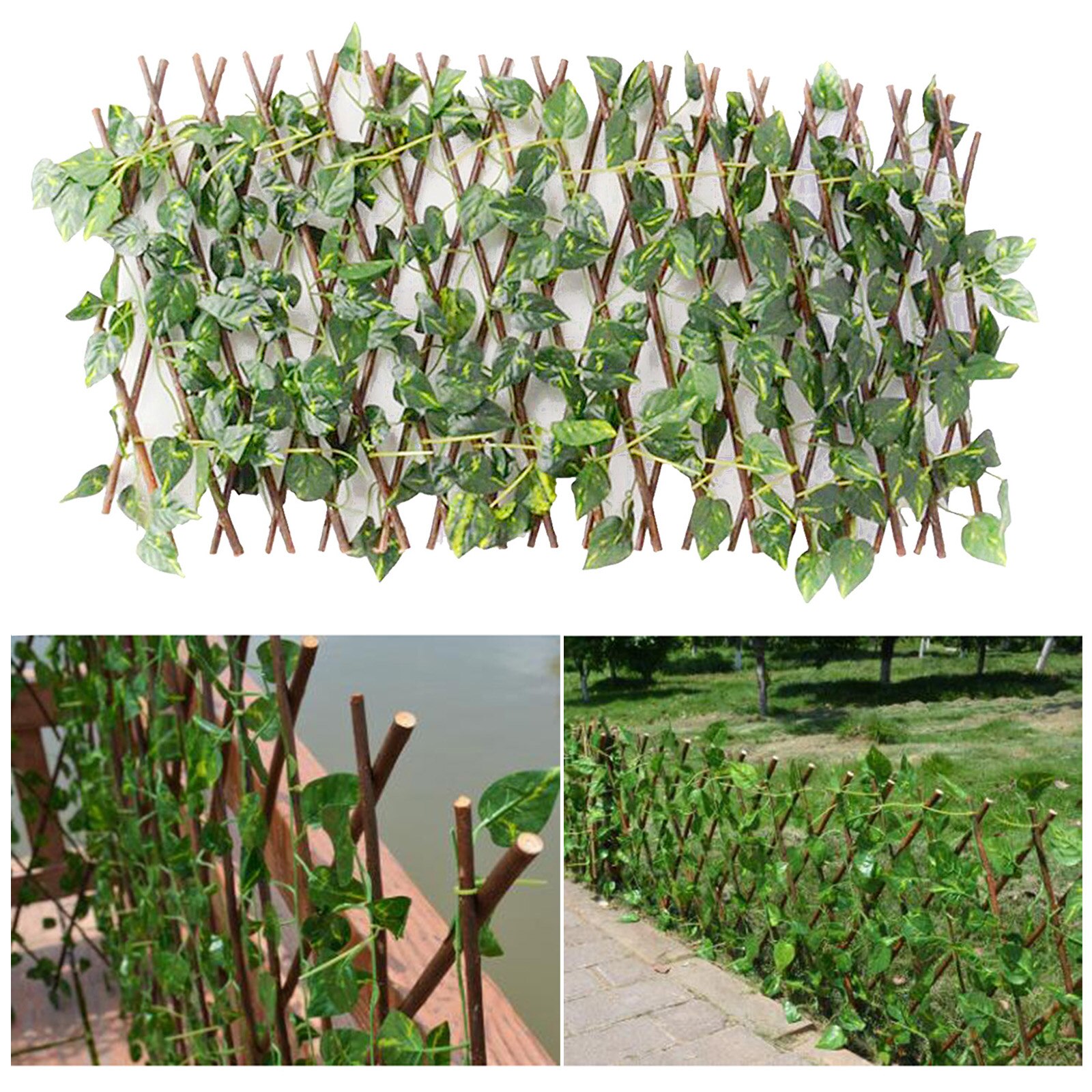 39x136 Inch Artificial Hedge Ivy Leaves Privacy Fence Screen Panel - Green, UV Protected, HDPE By WINDSCREEN4LESS