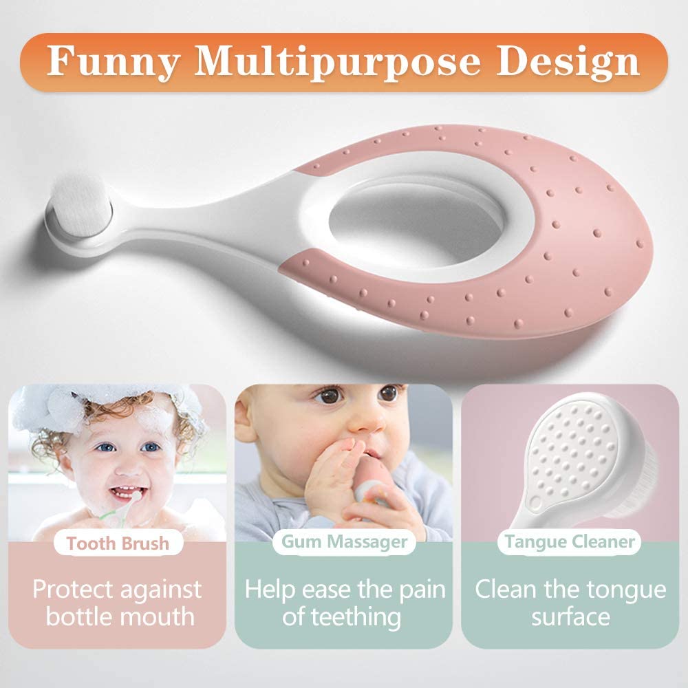 Baby Toothbrush Toddler Toothbrush for Age 0-3 Years Old Extra Soft Toothbrush Soft Floss Bristle for Baby Gum Care