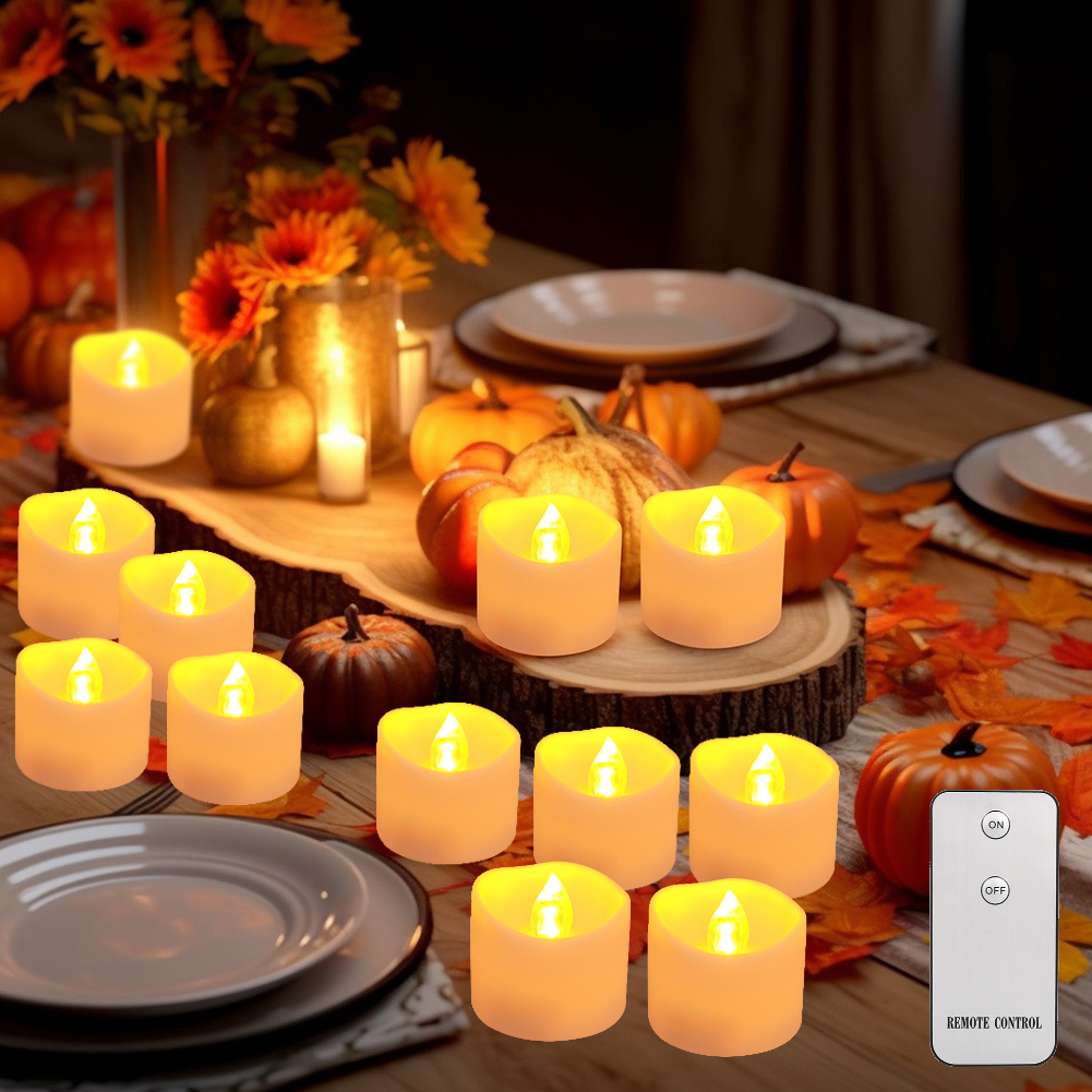 Vela electrónica LED sin llama con Control remoto, iluminación LED con llama parpadeante, luces de té, decoración del hogar de Navidad y Halloween: Color blanco cálido